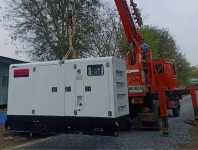 Generator installation with crane